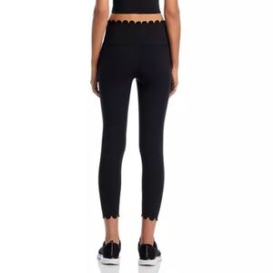 Crown & Ivy Scalloped Leggings Cropped Ankle High Waist Scallop Edge Hem Black S